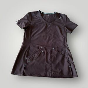 Scrubstar Performance Scrub Top | XS Black with Teal Trim